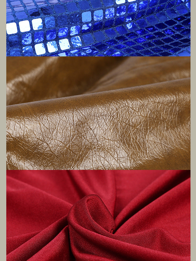 Post-Apocalyptic Red Leather Jacket & Vest Ensemble - Female Combat Armor Cosplay Set | Holsters Gloves