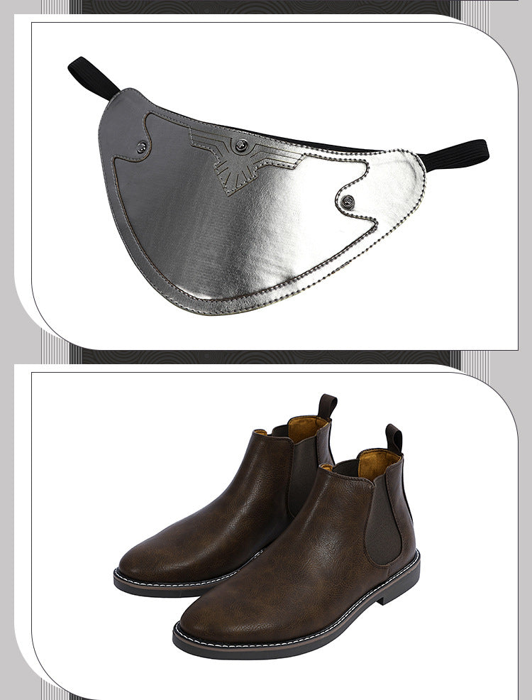 White Double-Breasted Adventurer Uniform - Blue Hairband Sword Scabbard Cosplay Set Male Secondary Style