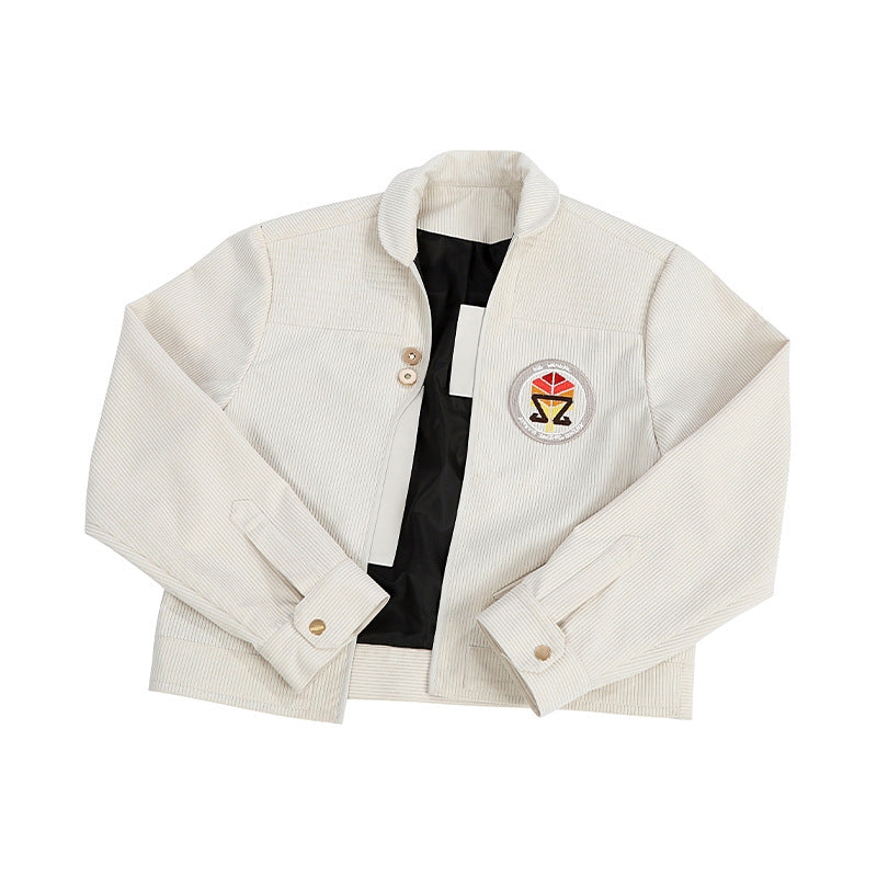 Retro Blue Uniform Jacket with Collar & Patches - Full Cosplay Set Kids/Adult Sci-Fi Academy Style