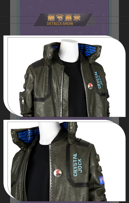 Cyberpunk Streetwear Embroidered Bomber Jacket & Tactical Pants - Male Full Ensemble with Belt Accessories