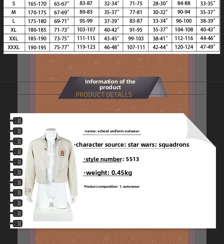 Retro Blue Uniform Jacket with Collar & Patches - Full Cosplay Set Kids/Adult Sci-Fi Academy Style