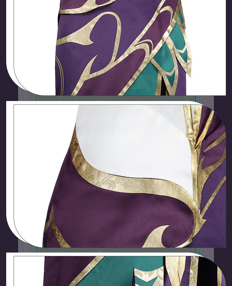 Elegant Black Purple Witch Dress with Wings & Tiara - Full Female Cosplay Ensemble | Gothic Fantasy Style