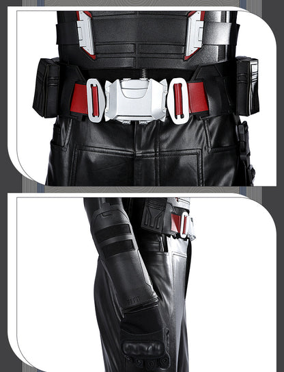 Dark Daywalker Black Jumpsuit with Silver Details - Sword Harness Cosplay Costume Men Leather Look