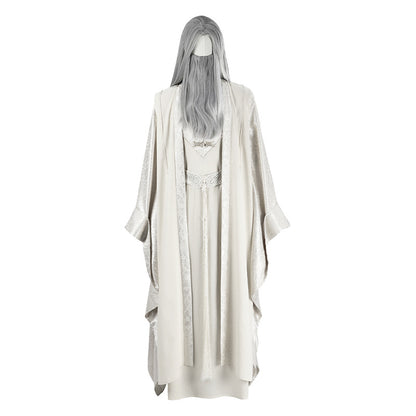 Epic White Flowing Wizard Robe with Hood - Cinematic Fantasy Mage Cosplay Set for Men