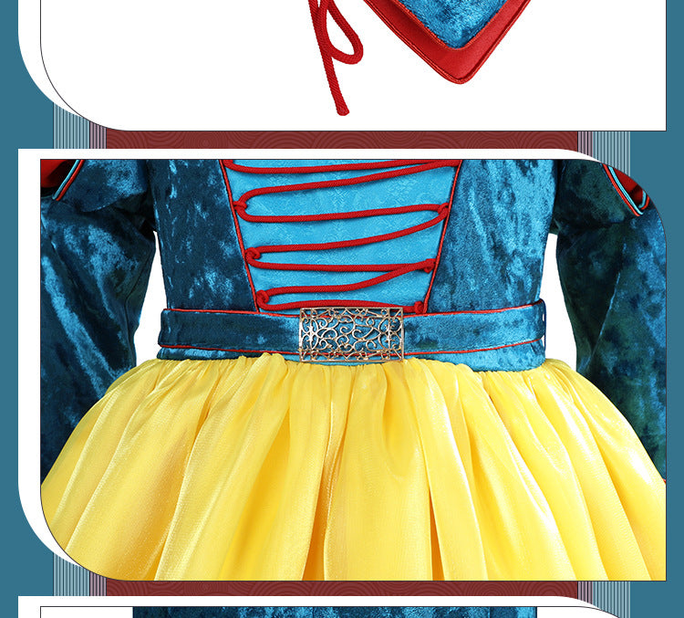 Classic Fairy Tale Princess Dress - Blue & Yellow Puff Sleeve Gown Adult & Kids Cosplay Costume