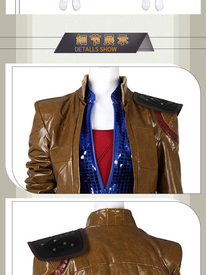 Post-Apocalyptic Red Leather Jacket & Vest Ensemble - Female Combat Armor Cosplay Set | Holsters Gloves