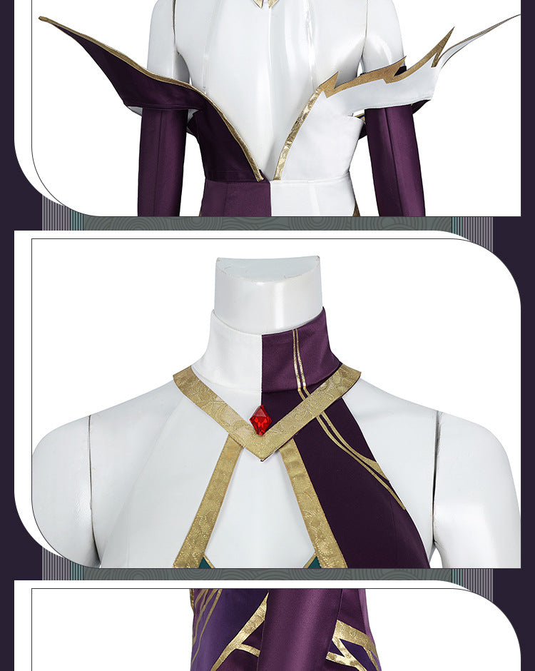 Elegant Black Purple Witch Dress with Wings & Tiara - Full Female Cosplay Ensemble | Gothic Fantasy Style