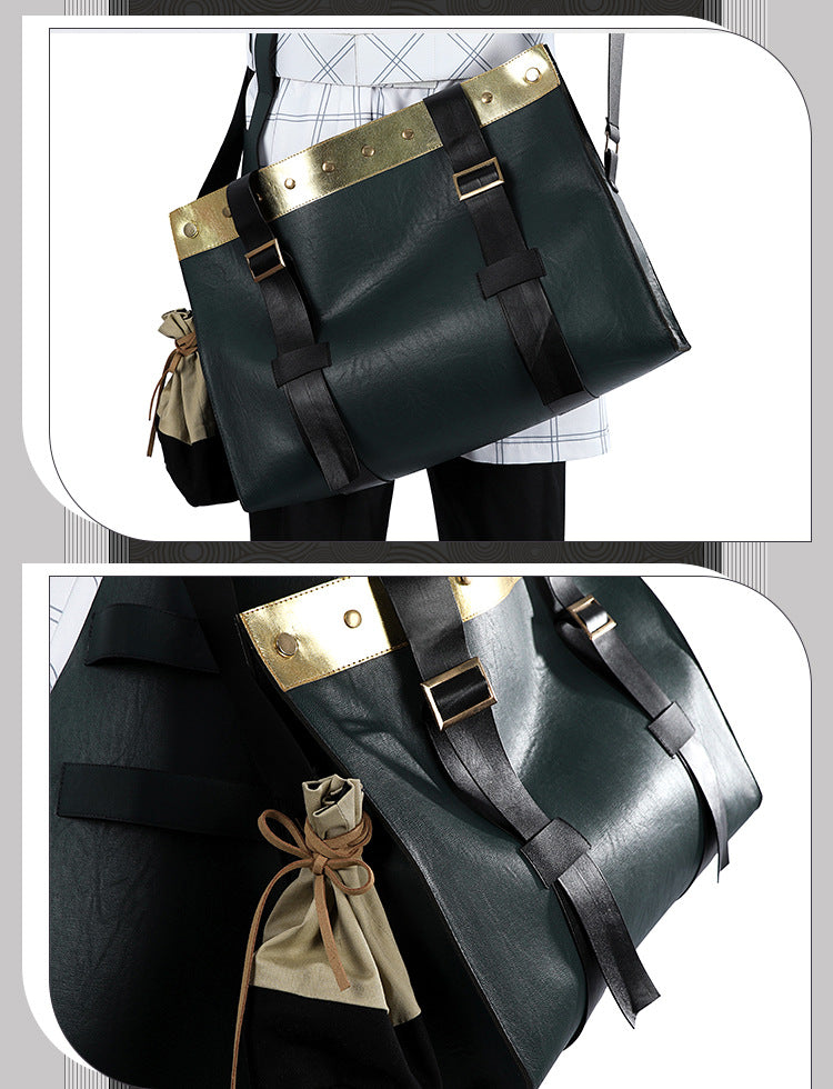 White Double-Breasted Adventurer Uniform - Blue Hairband Sword Scabbard Cosplay Set Male Secondary Style