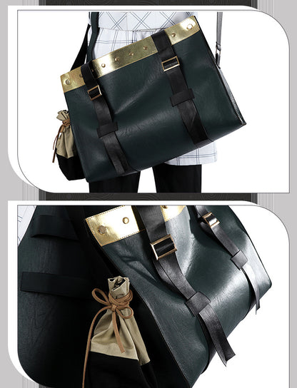 White Double-Breasted Adventurer Uniform - Blue Hairband Sword Scabbard Cosplay Set Male Secondary Style