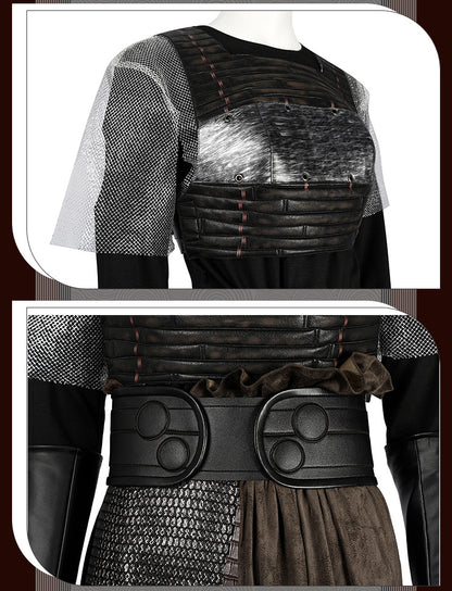 Futuristic Padawan White Robe Costume - Colorful Sash Belt Hooded Ensemble | Sci-Fi Academy Style