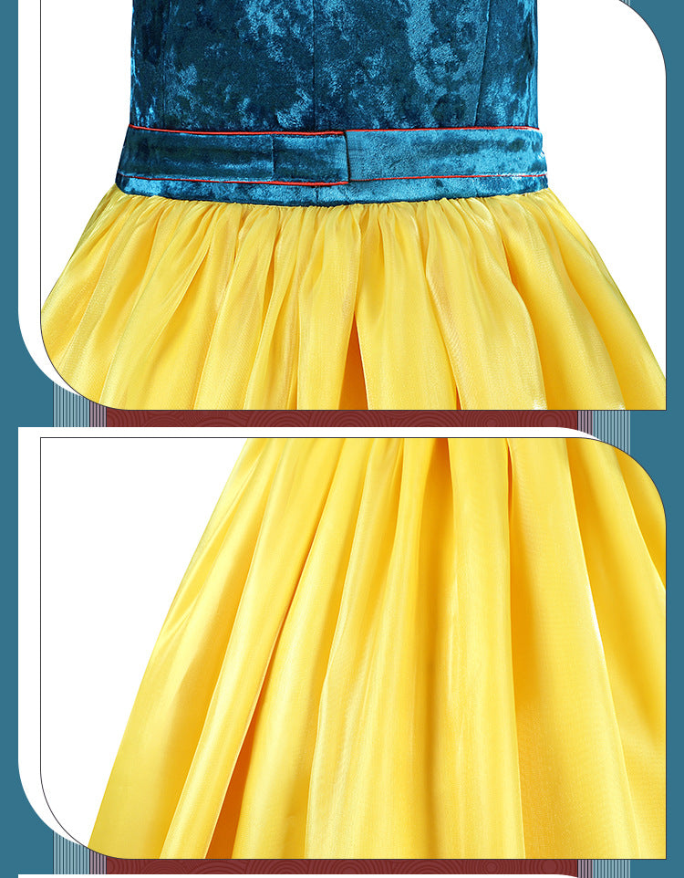 Classic Fairy Tale Princess Dress - Blue & Yellow Puff Sleeve Gown Adult & Kids Cosplay Costume