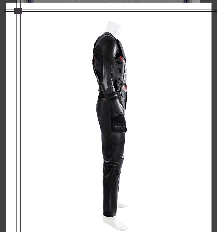 Dark Daywalker Black Jumpsuit with Silver Details - Sword Harness Cosplay Costume Men Leather Look