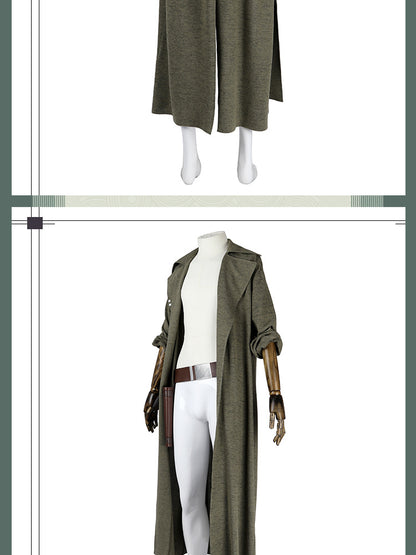 Post-Apocalyptic Black Leather Trench Coat with Red Lining - Long High-Collar Cape Jacket Cosplay