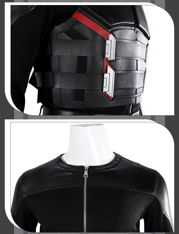 Dark Daywalker Black Jumpsuit with Silver Details - Sword Harness Cosplay Costume Men Leather Look