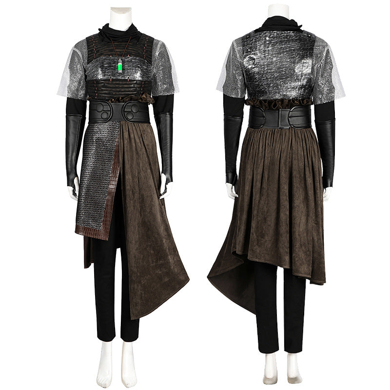 Futuristic Padawan White Robe Costume - Colorful Sash Belt Hooded Ensemble | Sci-Fi Academy Style