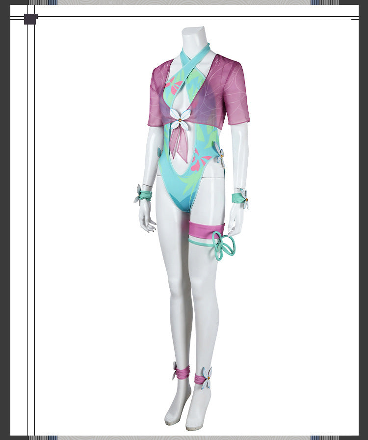 Aqua Wing Sorceress Cosplay Swimsuit – Fantasy Butterfly-Themed Outfit for Women