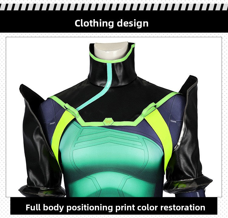 Toxic Green Black Tight Bodysuit Cosplay Set - Helmet Mask Gloves Belt Female Venom Theme Outfit
