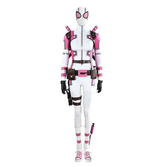 Pink Tactical Suit with White Accents & Black Details - Full Female Cosplay Ensemble Mask Holsters Belt