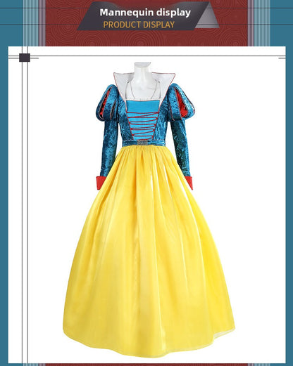 Classic Fairy Tale Princess Dress - Blue & Yellow Puff Sleeve Gown Adult & Kids Cosplay Costume