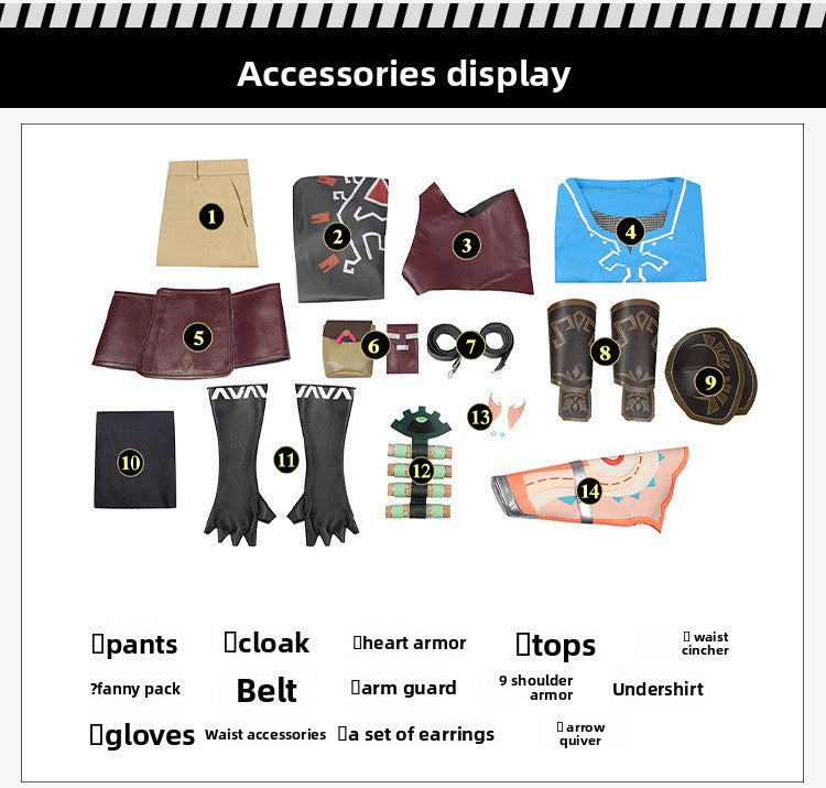 Heroic Adventurer Cosplay Costume – Male Fantasy Outfit with Accessories