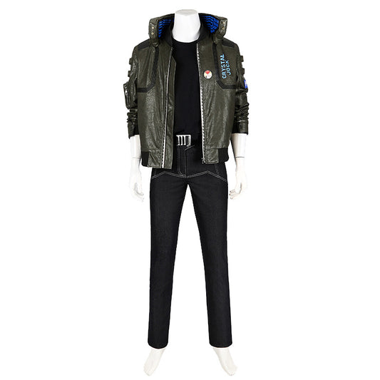 Cyberpunk Streetwear Embroidered Bomber Jacket & Tactical Pants - Male Full Ensemble with Belt Accessories