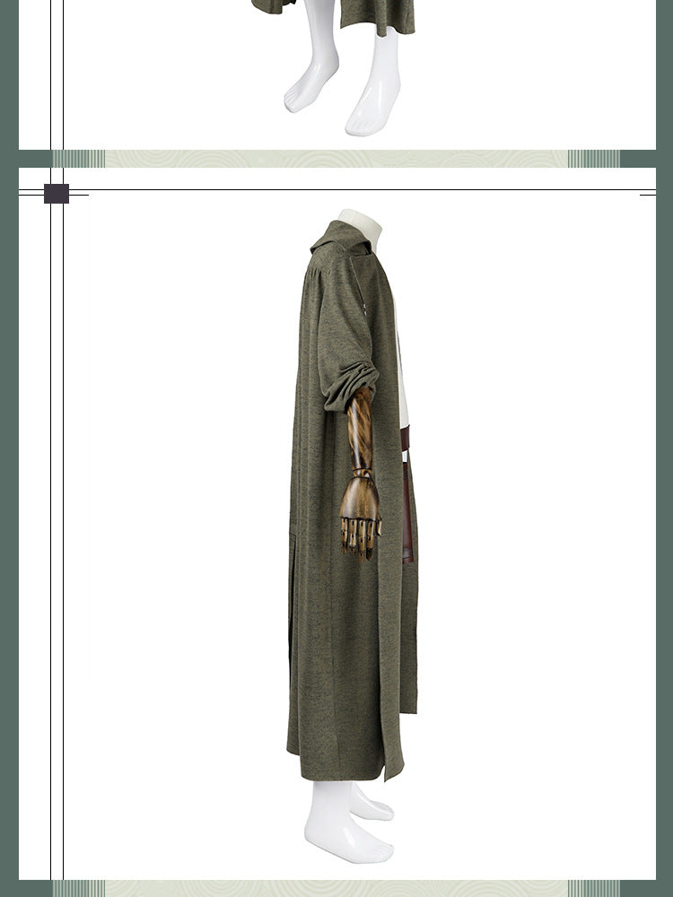 Post-Apocalyptic Black Leather Trench Coat with Red Lining - Long High-Collar Cape Jacket Cosplay