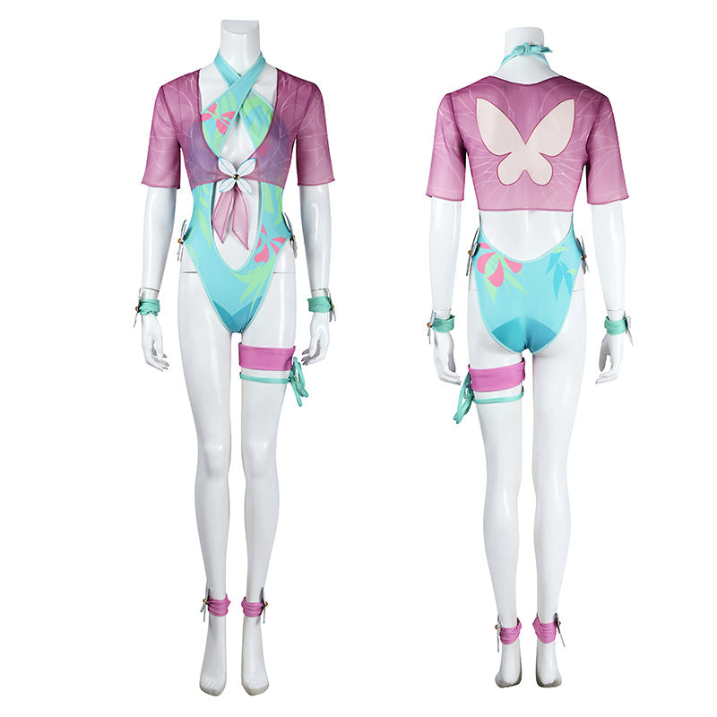 Aqua Wing Sorceress Cosplay Swimsuit – Fantasy Butterfly-Themed Outfit for Women