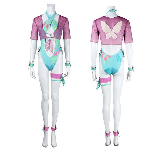 Aqua Wing Sorceress Cosplay Swimsuit – Fantasy Butterfly-Themed Outfit for Women
