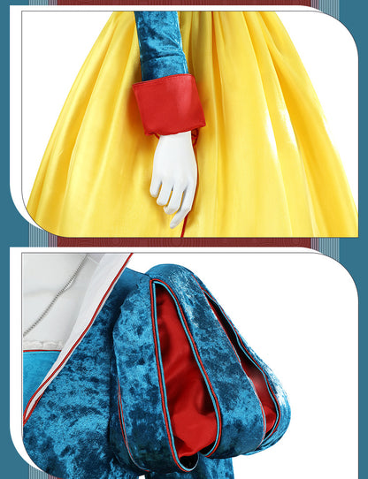 Classic Fairy Tale Princess Dress - Blue & Yellow Puff Sleeve Gown Adult & Kids Cosplay Costume