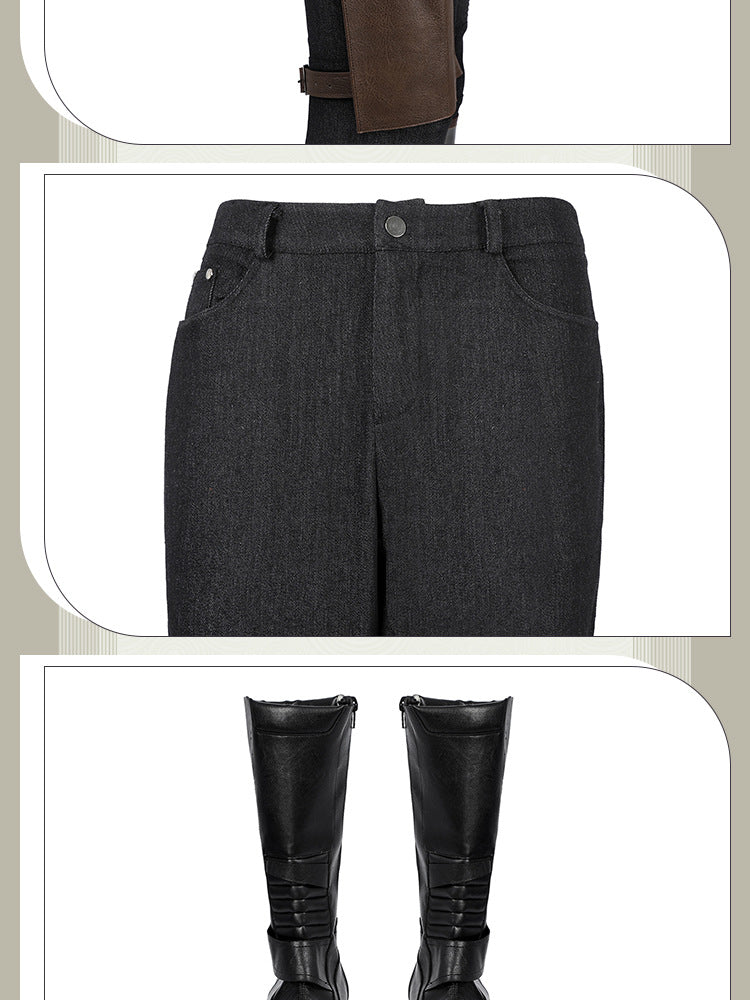 Post-Apocalyptic Red Leather Jacket & Vest Ensemble - Female Combat Armor Cosplay Set | Holsters Gloves