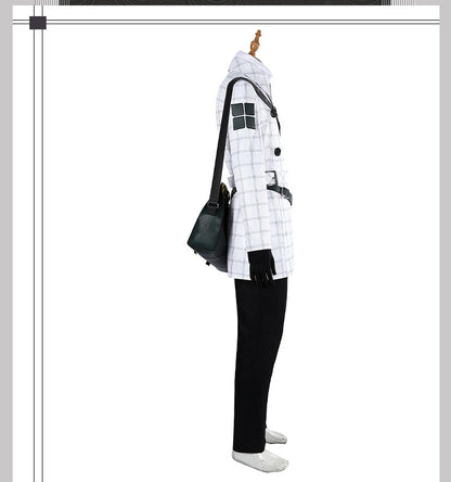 White Double-Breasted Adventurer Uniform - Blue Hairband Sword Scabbard Cosplay Set Male Secondary Style