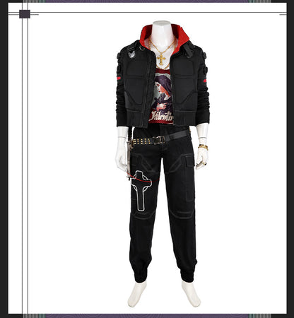 Bold Yellow Street Samurai Jacket Cosplay - Black Pants Belt Full Ensemble Male Cyberpunk Style