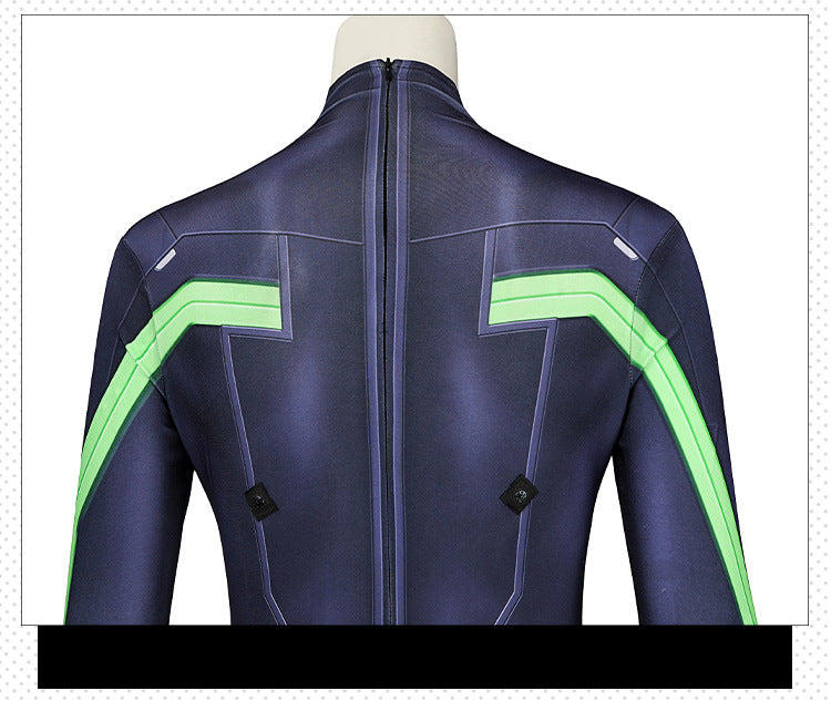 Toxic Green Black Tight Bodysuit Cosplay Set - Helmet Mask Gloves Belt Female Venom Theme Outfit