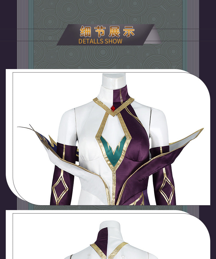 Elegant Black Purple Witch Dress with Wings & Tiara - Full Female Cosplay Ensemble | Gothic Fantasy Style