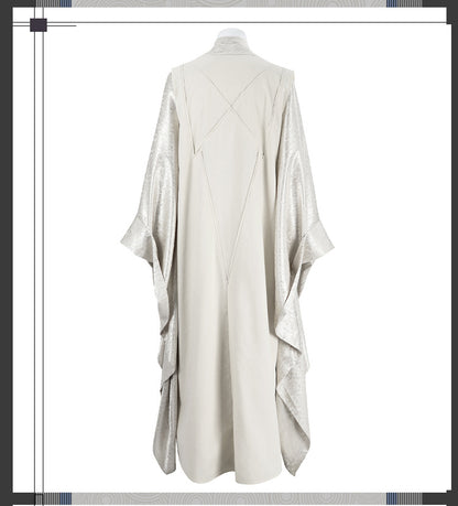 Epic White Flowing Wizard Robe with Hood - Cinematic Fantasy Mage Cosplay Set for Men