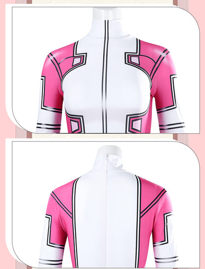 Pink Tactical Suit with White Accents & Black Details - Full Female Cosplay Ensemble Mask Holsters Belt