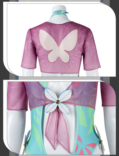 Aqua Wing Sorceress Cosplay Swimsuit – Fantasy Butterfly-Themed Outfit for Women