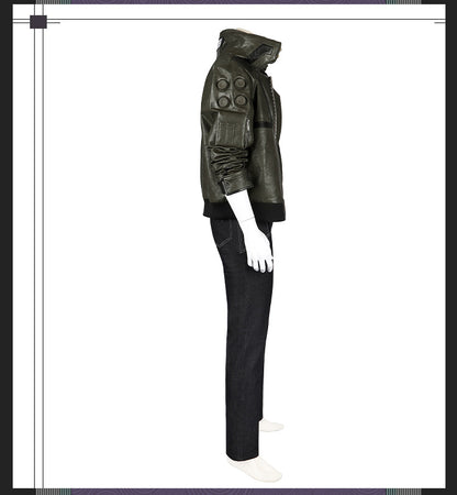 Cyberpunk Streetwear Embroidered Bomber Jacket & Tactical Pants - Male Full Ensemble with Belt Accessories