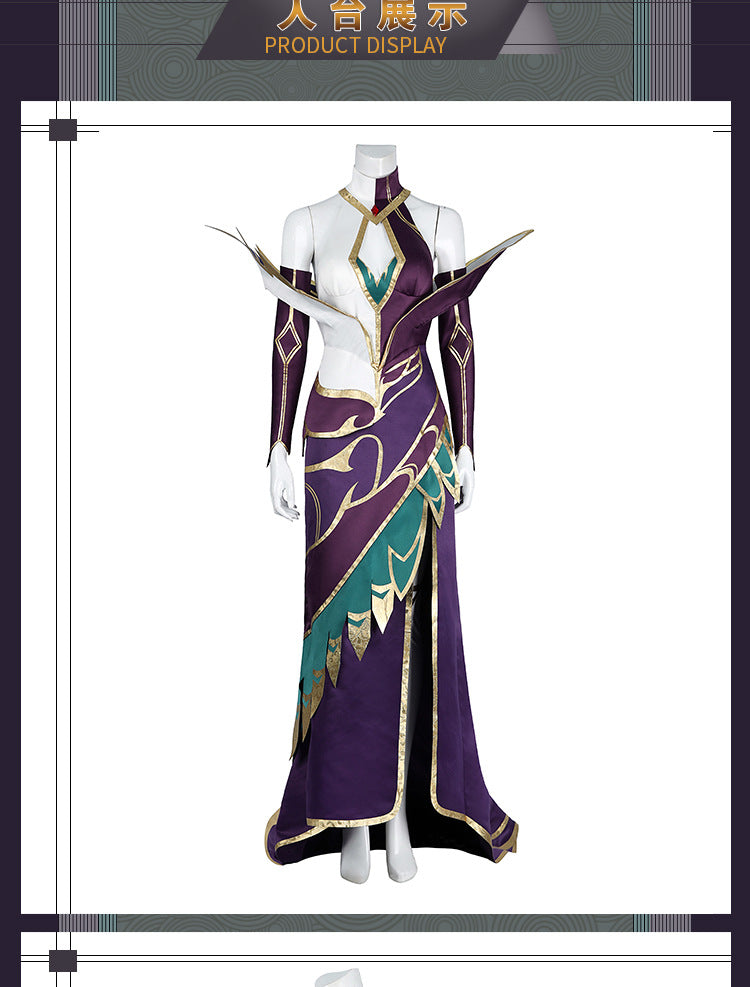 Elegant Black Purple Witch Dress with Wings & Tiara - Full Female Cosplay Ensemble | Gothic Fantasy Style