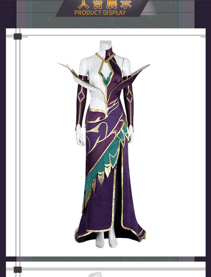 Elegant Black Purple Witch Dress with Wings & Tiara - Full Female Cosplay Ensemble | Gothic Fantasy Style
