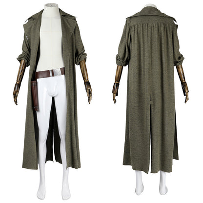 Post-Apocalyptic Black Leather Trench Coat with Red Lining - Long High-Collar Cape Jacket Cosplay
