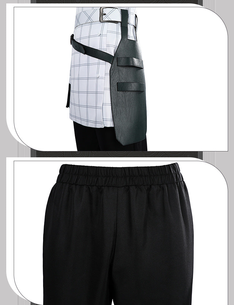 White Double-Breasted Adventurer Uniform - Blue Hairband Sword Scabbard Cosplay Set Male Secondary Style