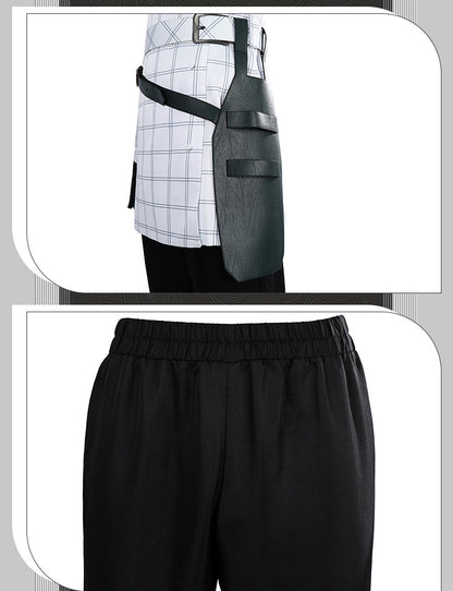 White Double-Breasted Adventurer Uniform - Blue Hairband Sword Scabbard Cosplay Set Male Secondary Style