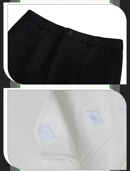 Young Silver Warrior White Lifestream Style Jacket - Shoulder Armor Belt Gloves Cosplay Ensemble Male