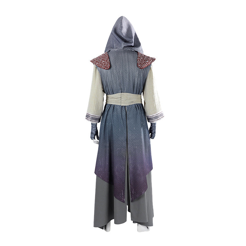 Eastern Warrior Red Black Robes with Conical Hat - Full Cosplay Suit Male | Staff Accessories Halloween Performance