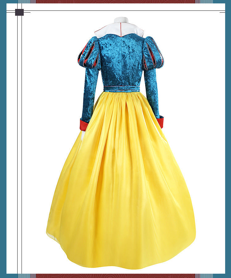 Classic Fairy Tale Princess Dress - Blue & Yellow Puff Sleeve Gown Adult & Kids Cosplay Costume