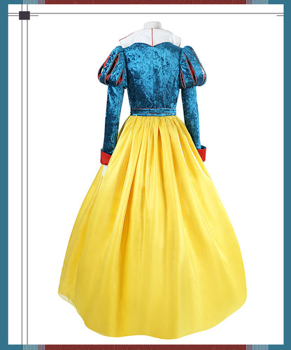 Classic Fairy Tale Princess Dress - Blue & Yellow Puff Sleeve Gown Adult & Kids Cosplay Costume