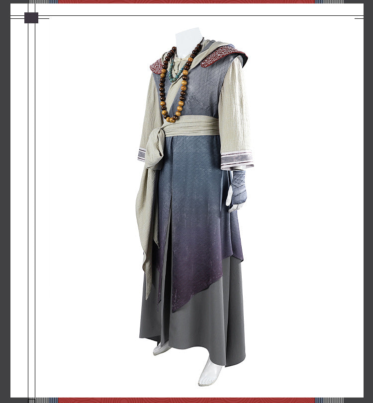 Eastern Warrior Red Black Robes with Conical Hat - Full Cosplay Suit Male | Staff Accessories Halloween Performance