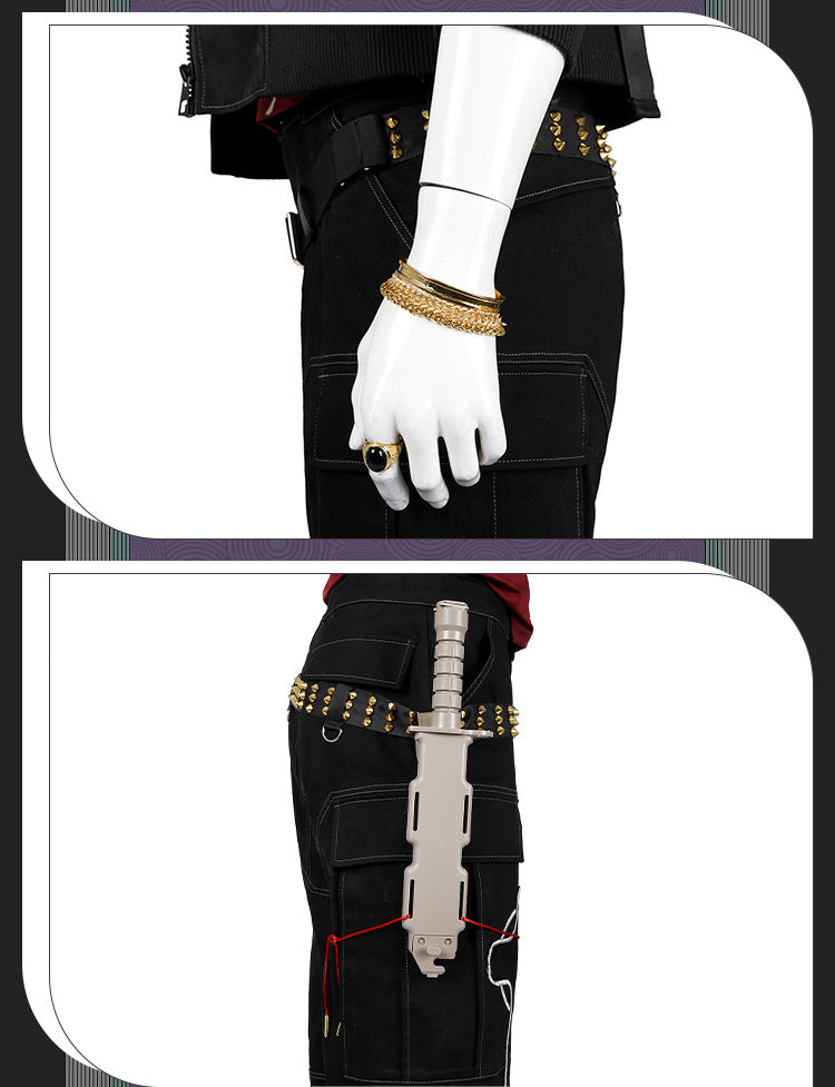 Bold Yellow Street Samurai Jacket Cosplay - Black Pants Belt Full Ensemble Male Cyberpunk Style