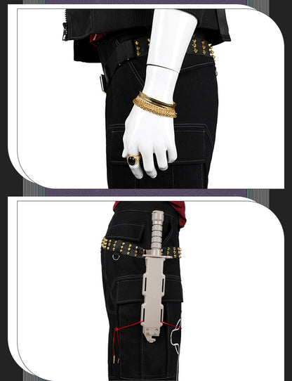 Bold Yellow Street Samurai Jacket Cosplay - Black Pants Belt Full Ensemble Male Cyberpunk Style